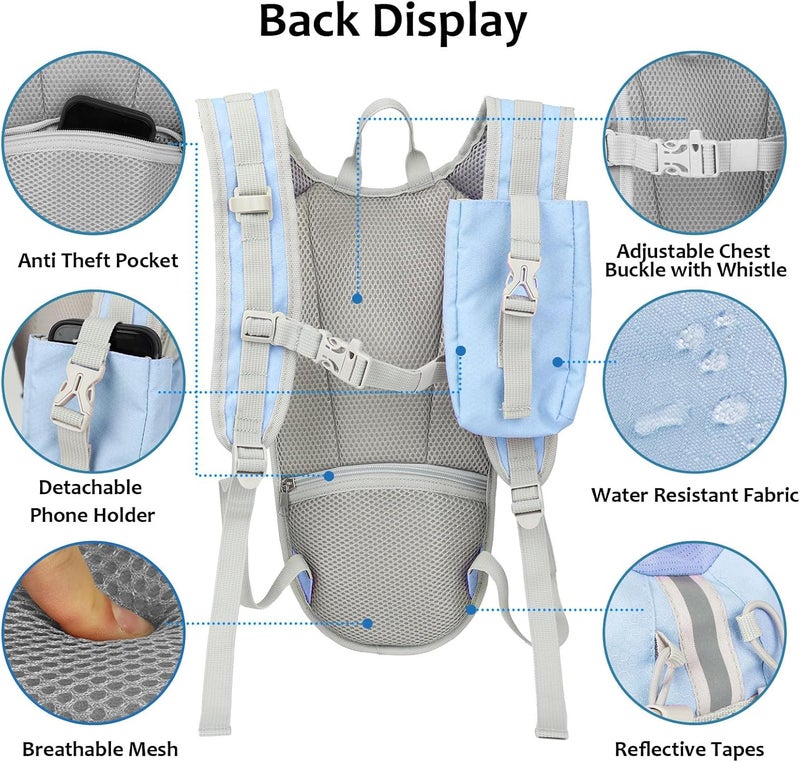DEVONWIDE Lightweight Hydration Backpack 2L Water Bladder Pack for Running, Cycling, Hiking – Anti-Theft Water Backpack with Phone Holder, Trekking Pole Holder & Reflective Strips for Men & Women - Image 4